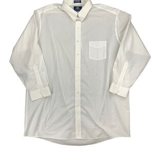 Stafford Mens White Wrinkle Free Dress Shirt 18.5 36 X-Tall Broadcloth
